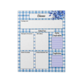 Bloco De Notas Blue Floral Gingham _ Doença Temp 2