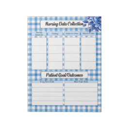 Bloco De Notas Blue Floral Gingham_ Nuring Data Collection