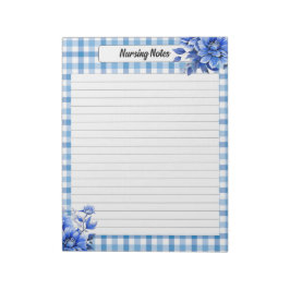 Bloco De Notas Blue Floral Gingham_ Nuring Notes