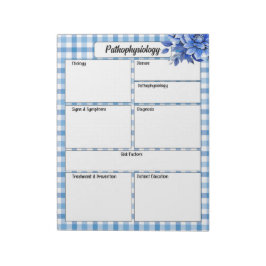 Bloco De Notas Blue Floral Gingham_ Pathophysiology Temp