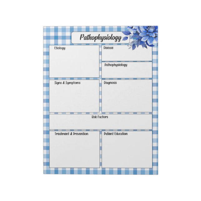 Bloco De Notas Blue Floral Gingham_ Pathophysiology Temp (Invertido)