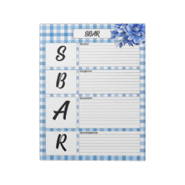 Bloco De Notas Blue Floral Gingham _ Temp. SBAR