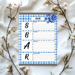 Bloco De Notas Blue Floral Gingham _ Temp. SBAR