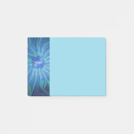 Bloco De Notas Blue Flower Fantasy Pattern, Abstract Fractal Art