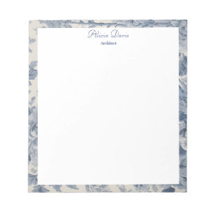 Bloco De Notas Blue Flowers Toile de Jouy seu nome