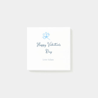 Bloco De Notas Blue happy Valentine's day love name flower rustic