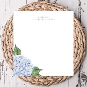 Bloco De Notas Blue Hydrangea Watercolor Bloom Personalizado