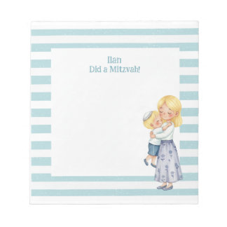 Bloco De Notas Blue Mama & Son Hug personalizou Mitzvah