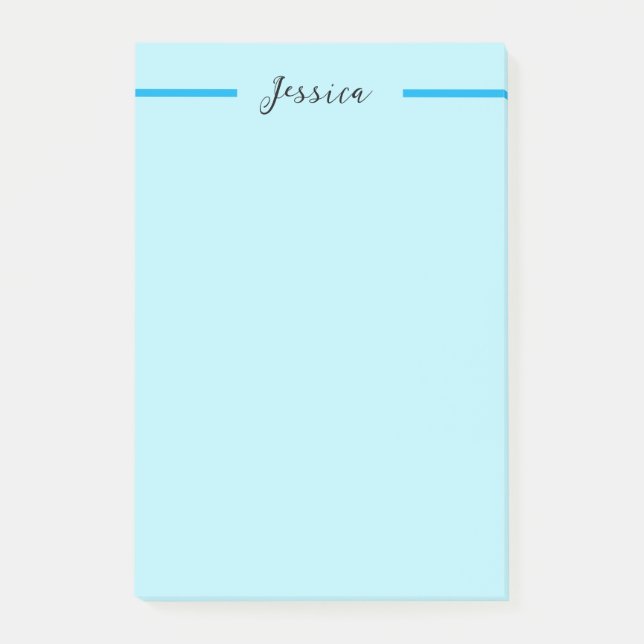 Bloco De Notas Blue Modern Elegant Plain Simple Professional Name (Frente)