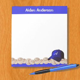 Bloco De Notas Blue Monogram Baseball Hat Notepad
