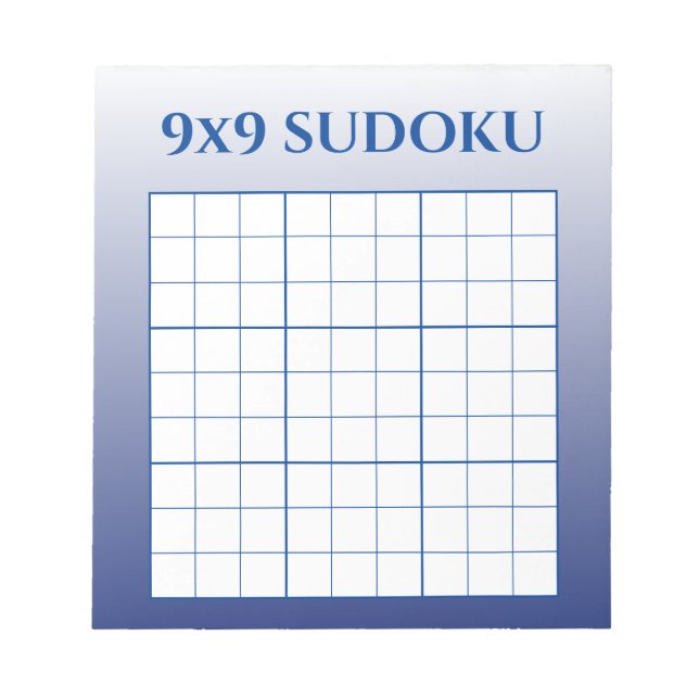 Bloco De Notas Blue Ombre 9 por 9 Modelo Sudoku (Frente)