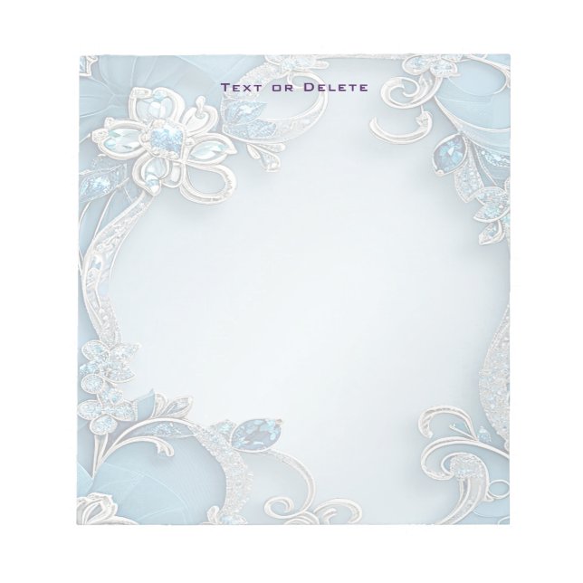 Bloco De Notas Blue Ornate Floral Notepad (Frente)