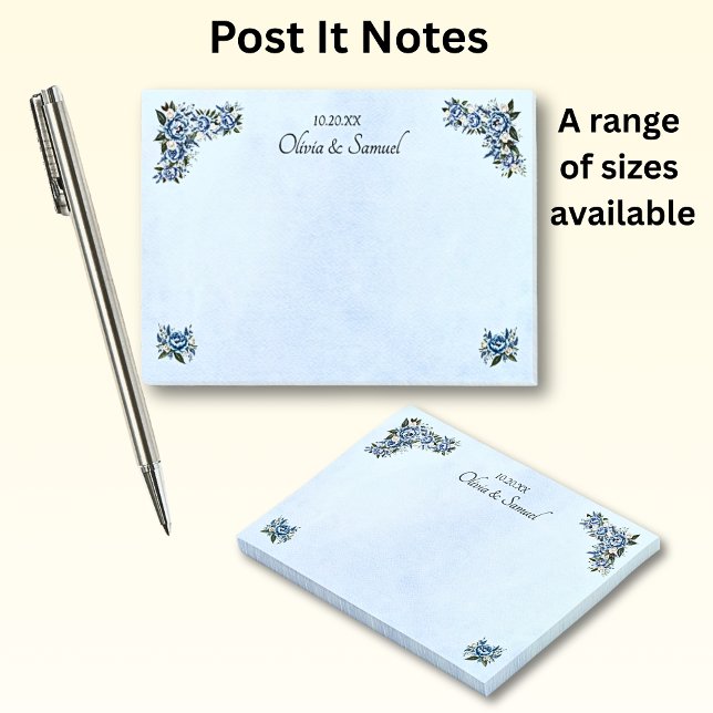 Bloco De Notas Blue Peony Wedding Suite - Notas de Posto (Criador carregado)