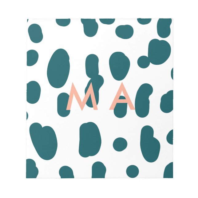 Bloco De Notas Blue polkadot orange pastel monogram man letter pa (Frente)