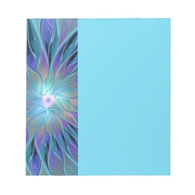 Bloco De Notas Blue Purple Flower Dream Abstract Fractal Art (Frente)