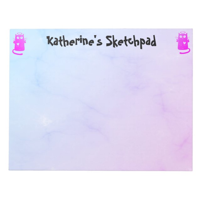 Bloco De Notas Blue Purple Ombre Funny Angel Kids Sketch (Frente)