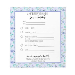 Bloco De Notas Blue Watercolor Floral School Nota com Licença 1 C