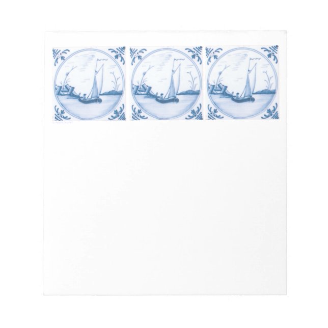 Bloco De Notas Blue White Delft Sailboat (Frente)