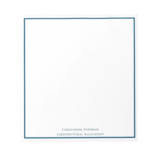 Bloco De Notas Blue White Professional Business Personalized  (Frente)