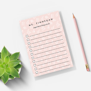 Bloco De Notas Blush Personalized Science Teacher To-Do List