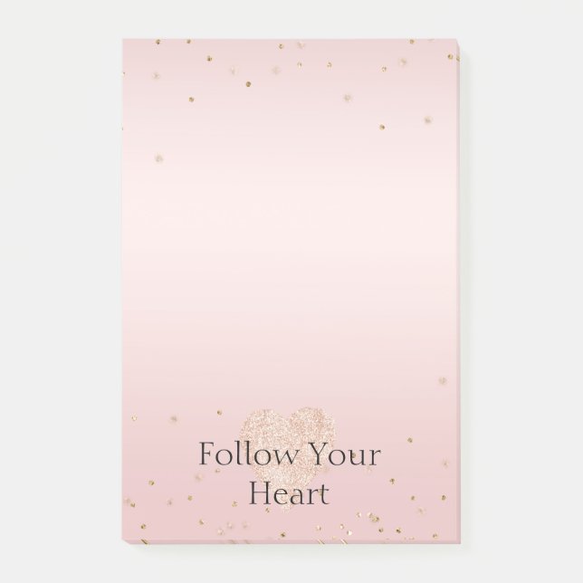 Bloco De Notas Blush Pink Glitter Love Gold Confetti Heart (Frente)