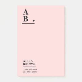 Bloco De Notas Blush Pink Monogram Modern Design