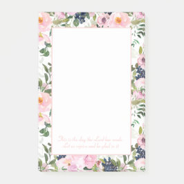 Bloco De Notas Blush Rosa Azul Marinho Floral Versículo Bíblico C