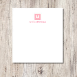 Bloco De Notas Blush Rosa Moderno Chic Tendência Monograma Nome