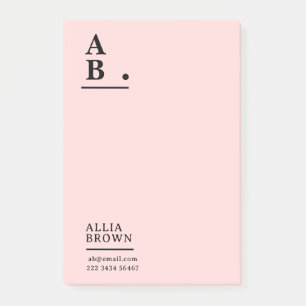 Bloco De Notas Blush Rosa Monograma Design Moderno