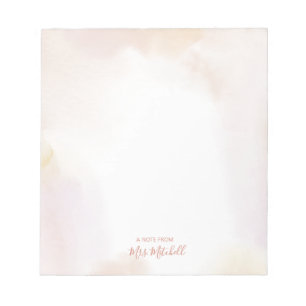 Bloco De Notas Blush Watercolor Wash   Nome do Professor Personal