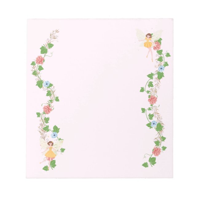 Bloco De Notas Blush Whimsical Fairy Flower Vines (Frente)