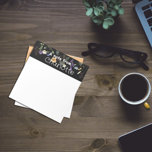 Bloco De Notas Bo Country wilflower watercolor Black Notepad (Criador carregado)