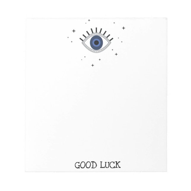 Bloco De Notas Boa sorte olhos azuis, talisman greek mau (Frente)