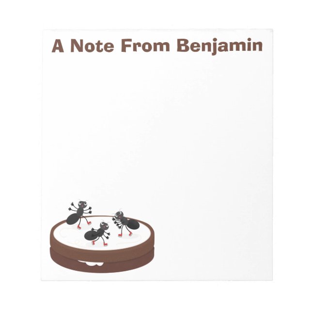 Bloco De Notas Boas formigas patinando em desenho de biscoito (Frente)