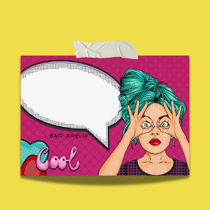 Bloco De Notas Boca de Pop de Arte da Menina Cômica, Rosa Persona