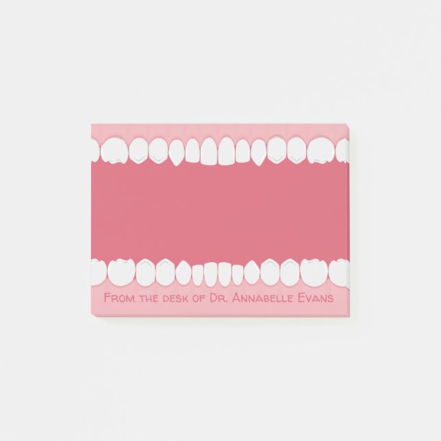 Bloco De Notas Boca Rosa com Dentes Personalizar Notas Postadas (Frente)