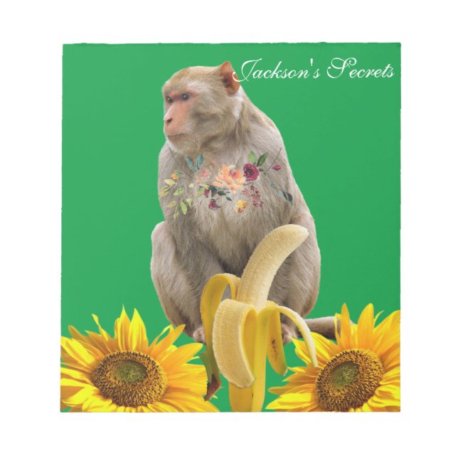 Bloco De Notas Bocas de girassol, Monkey Floral (Frente)
