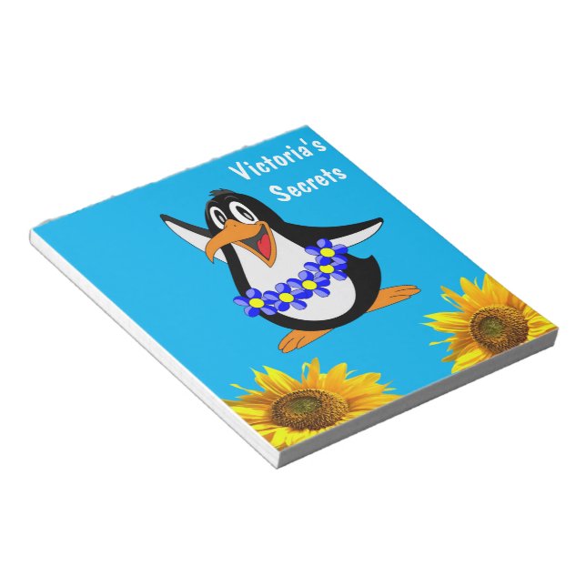 Bloco De Notas Bocas de girassol, Penguin Floral (Inclinado)