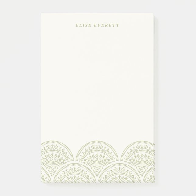Bloco De Notas Bohemian Scallops Custom Postar - It - Moss (Frente)