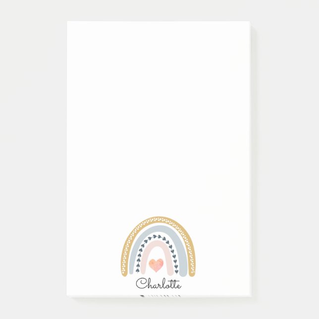 Bloco De Notas Boho Aquarela Arco-íris Criança Personalizado  (Frente)