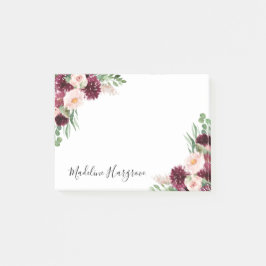 Bloco De Notas Boho Burgundy e Blush Floral Personalizado