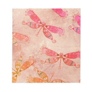Bloco De Notas Boho Dragonflies em rosa