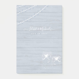 Bloco De Notas BoHO Dusty Blue Driftwood Casamento Mason Jars