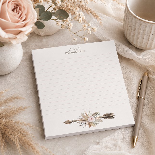 Bloco de Notas Boho Floral Aquarela – Dee Chifre R (Romantic Desk Paper Pad)