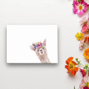 Bloco De Notas Boho Floral Lhama Alpaca Aquarela