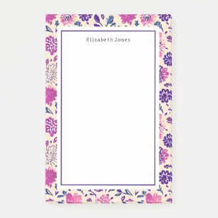 Bloco De Notas Boho Floral Rosa e Púrpura