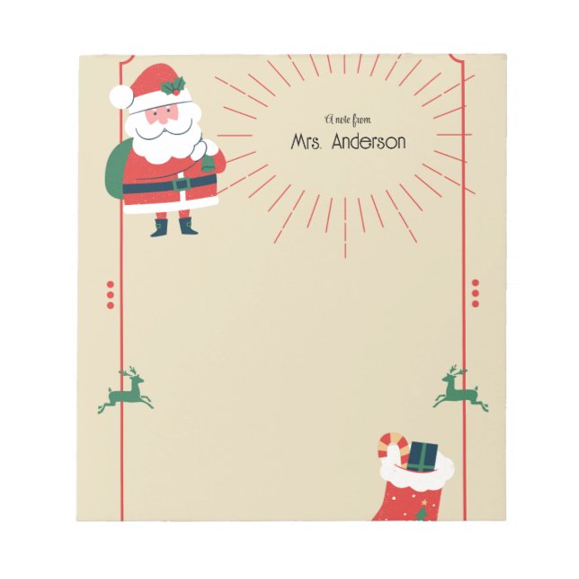 Bloco de Notas Boho Natal Papai Noel & Rena (Frente)
