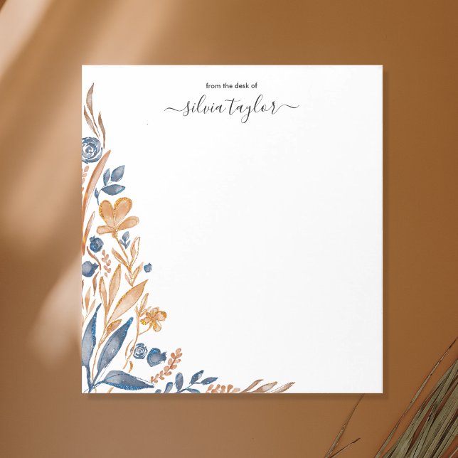 Bloco De Notas Boho Terracotta Marinho Wildflower Name (Criador carregado)