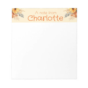 Bloco De Notas Boho vintage laranja girassol aquarela amarelo
