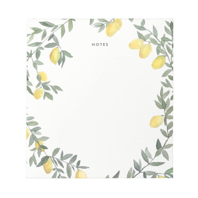 Bloco De Notas Boho Watercolor Lemon Wreath (Frente)